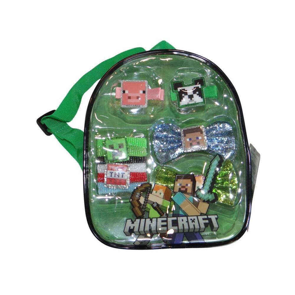 Minecraft Clear Kids MINI Backpack with Character Hair‎ Clips, Ties, and Bows!